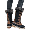 Black and Tan Criss Cross Women Winter Snowboots - Little Surprise BoxBlack and Tan Criss Cross Women Winter Snowboots