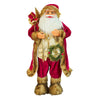 Furry Gold & Maroon Self standing Santa Christmas Table Décor, 28 inches /70 cms ht - Little Surprise BoxFurry Gold & Maroon Self standing Santa Christmas Table Décor, 28 inches /70 cms ht