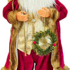 Furry Gold & Maroon Self standing Santa Christmas Table Décor, 28 inches /70 cms ht - Little Surprise BoxFurry Gold & Maroon Self standing Santa Christmas Table Décor, 28 inches /70 cms ht