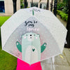 Light Green, Translucent Kelly-Jo all over teddy paws Rain and All-season Umbrella for Kids & Adults