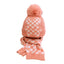 Peach Checkered Winter Cap Beanie & matching Neck Muffler 2pcs Set - Little Surprise BoxPeach Checkered Winter Cap Beanie & matching Neck Muffler 2pcs Set