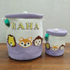 Jute Cotton Storage Basket with Lid | Purple Paw