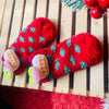 Red Xmas Cake theme Woolen Christmas Socks for Infants (0-12) months - Little Surprise BoxRed Xmas Cake theme Woolen Christmas Socks for Infants (0-12) months