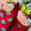 Red Xmas Cake theme Woolen Christmas Socks for Infants (0-12) months - Little Surprise BoxRed Xmas Cake theme Woolen Christmas Socks for Infants (0-12) months