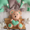 Personalised Name Hanging |Minty Green Teddy On a Swing