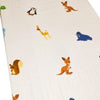 Animals Around The World Baby Cot Fitted Sheet, White
