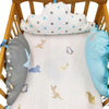 Cloud Baby Half Cot Bumper, Blue+Grey