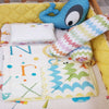 ABCD Whale Cot Bedding Set, White