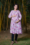 Salmon Floral Maternity & Nursing Kurta