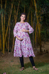 Salmon Floral Maternity & Nursing Kurta