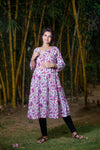 Salmon Floral Maternity & Nursing Kurta