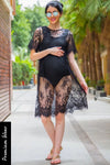 Exclusive Black Embroidered Lace Maternity Photoshoot Dress