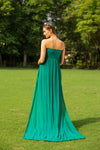 Luxe Forest Green Off-Shoulder Trail Maternity Photoshoot Gown