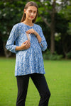Pastel Blue Pintucks Maternity & Nursing Top