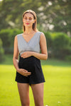 Black Over Bump Stretchable Maternity Shorts