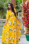 Hello Yellow Floral Maternity & Nursing Crepe Wrap Dress