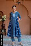 Indigo Stripes Contrasting Nursing Kurta + Bump Band Bottom Coord Set