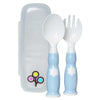 Ergonomic Fork & Spoon Set with Travel Case- Mist Blue
