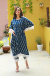 Luxe Indigo Ikat Maternity & Nursing Kaftan Coord Set