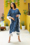 Luxe Indigo Ikat Maternity & Nursing Kaftan Coord Set