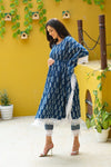 Luxe Indigo Ikat Maternity & Nursing Kaftan Coord Set