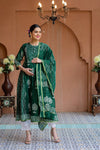 Premium Green Palm Chanderi Maternity Kurta + Bump Band Bottom + Dupatta