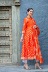 Premium Tangerine Chanderi Maternity & Nursing Kurta + Bump Band Bottom + Dupatta