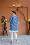 Luxe Cobalt Blue Cotton Maternity Kurta + Bump Band Bottom Coord Set