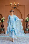 Premium Luxe Arctic Blue Chanderi Maternity & Nursing Kurta + Bump Band Bottom + Dupatta