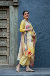Premium Sunshine Chanderi Maternity & Nursing Kurta + Bump Band Bottom + Dupatta