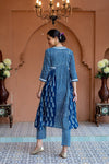 Indigo Stripes Contrasting Nursing Kurta + Bump Band Bottom Coord Set