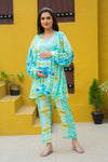 Luxe Aqua Tie & Dye Maternity & Nursing Lounge Coord Set