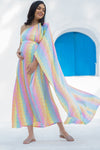 Luxe Rainbow One Shoulder Floral Maternity & Nursing Satin Dress
