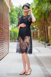 Exclusive Black Embroidered Lace Maternity Photoshoot Dress