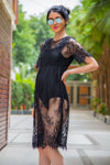 Exclusive Black Embroidered Lace Maternity Photoshoot Dress