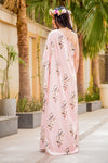 Luxe Carnation Pink One Shoulder Floral Maternity Gown