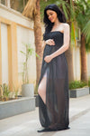 Exclusive Black Off-Shoulder Long Trail Maternity Photoshoot Gown