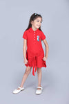 Polo Dress With Baby Dinosaur Hand Embellishment And Tie-Up Dress Silhouette