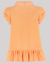 Peach Polo Dress With Ruffles At Hem And Hand-Embellished Colourful Unicorn Motif