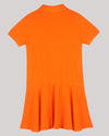 Orange Polo Dress With Drop Waist Silhouette And Daisy Duck Motif