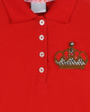 Red Polo Dress With Front Tie-Up Knot And Hand-Embellished Crown Motif
