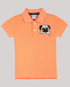 Peach Polo T-Shirt With Pug Face Motif