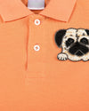 Peach Polo T-Shirt With Pug Face Motif