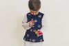 Kurta, Jacket And Pant Set- Navyblue- White