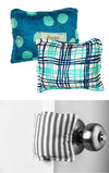 The Cushy Closer Door Cushion- Blue Floral With Checks