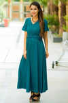 Emerald Front Knot Lycra Maternity Dress