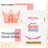 Crown Decor Cushion & Diwali Bodysuit Gift Set