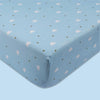 Organic Fitted Cot Sheet- Blue Clouds