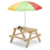 Rectangular Picnic table with Parasol | Natural