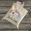 Personalised Drawstring Bag | Rainbow & Unicorn